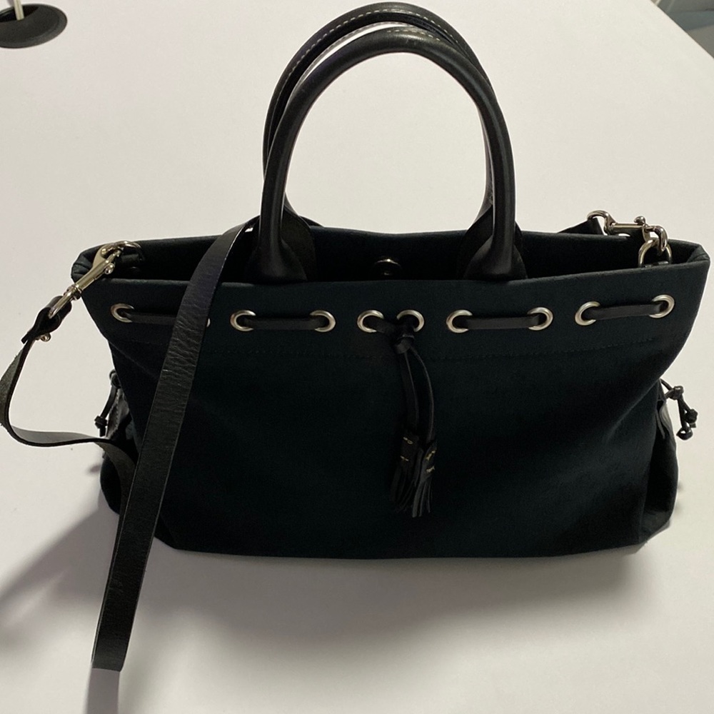 Dooney & Burke Vintage Black Signature Canvas Satchel with Tassels